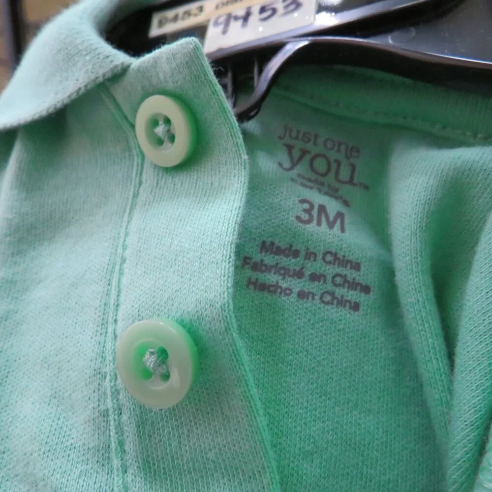 Baby Mint Green Plaid Jumper & Bodysuit 2pc 3Mts Carter's Embroidered Bear